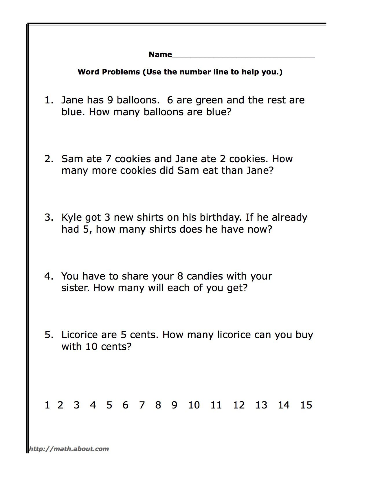 Word Problem Worksheets for 1st Graders - Free with No Login ...