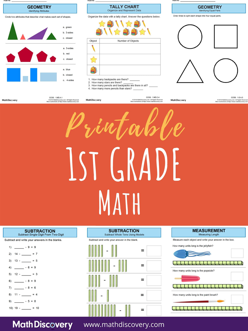 1st grade math worksheet free printable