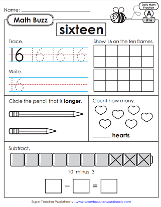 1st grade math worksheet with answer key