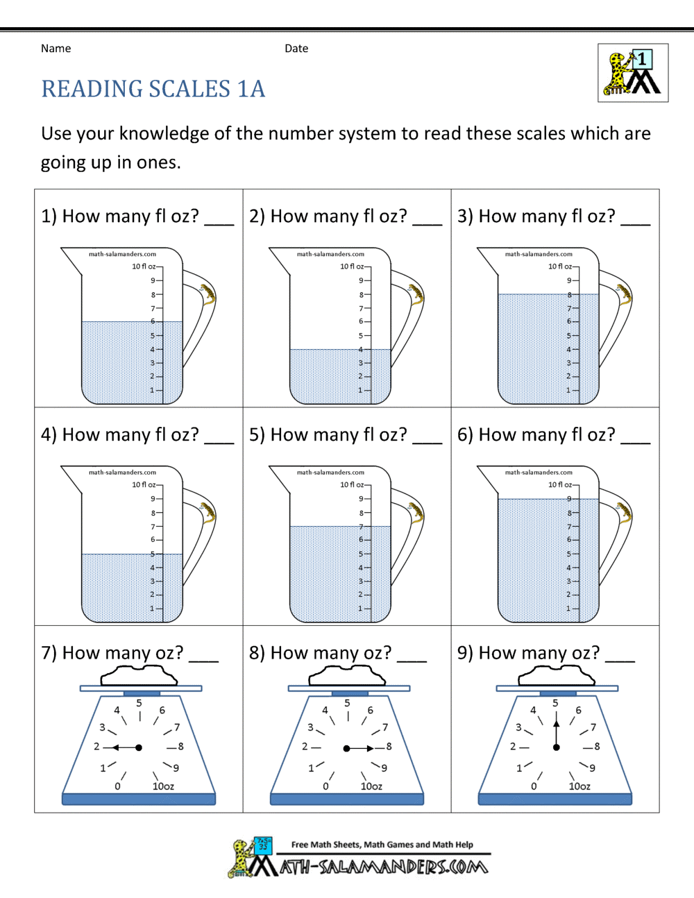 1st grade measurement worksheet