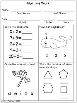 Free 1st Grade Morning Work/Homework - Elementary Nest