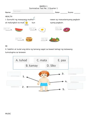 1st grade music worksheet