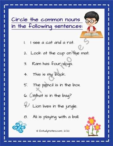 1st grade noun worksheet