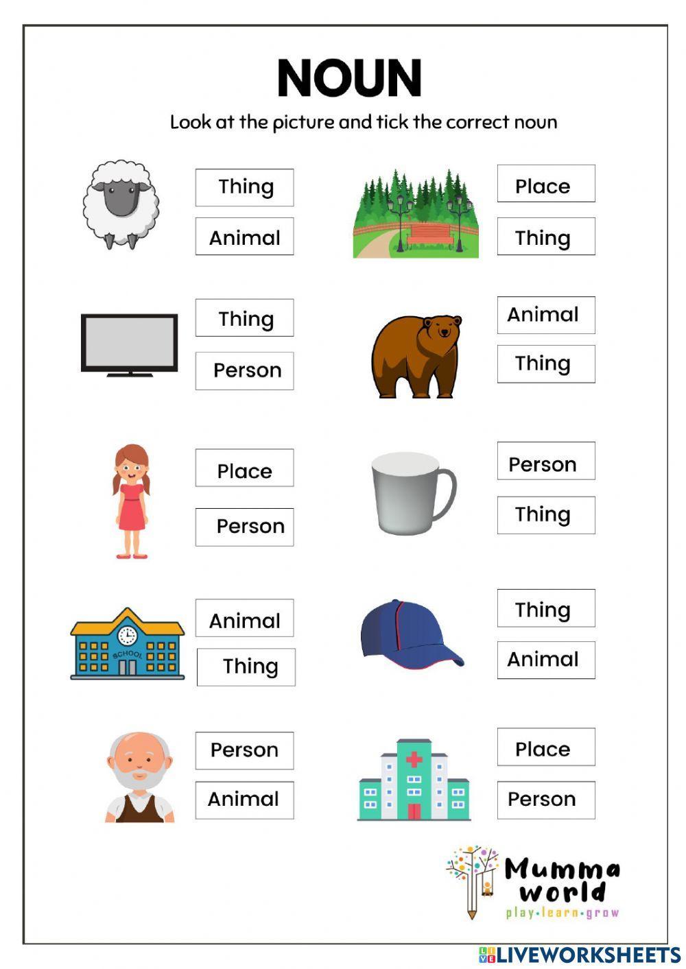 1st grade noun worksheet
