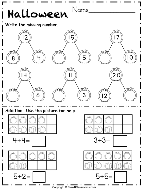 1st grade number bond worksheet
