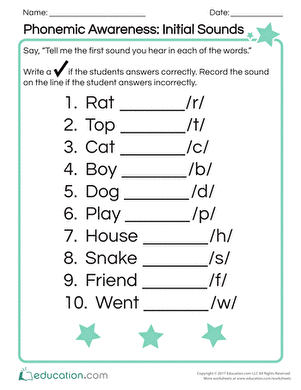 1st grade phonemic awareness worksheet
