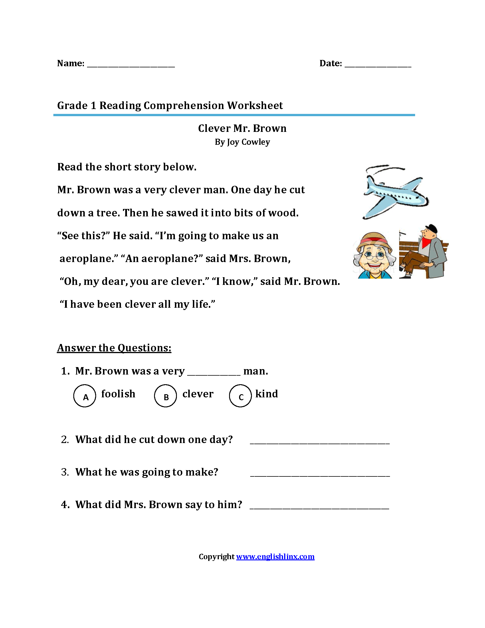 Reading Worksheets | First Grade Reading Worksheets