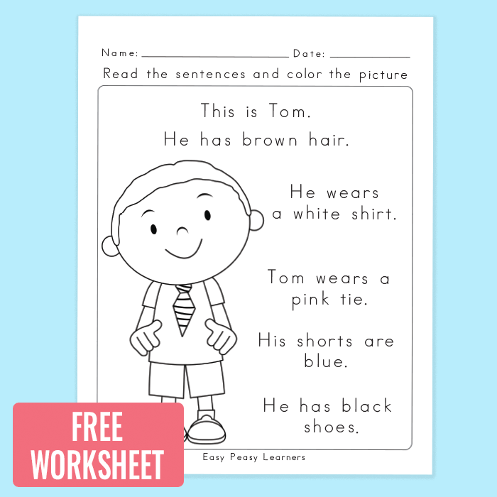 Read and Color Reading Comprehension Worksheets for Grade 1 and ...