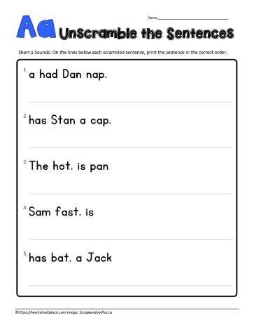 1st grade sentences worksheet