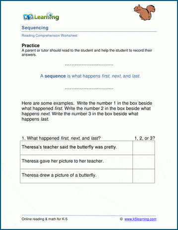 Sequencing Exercises for Grade 1 | Worsheets library