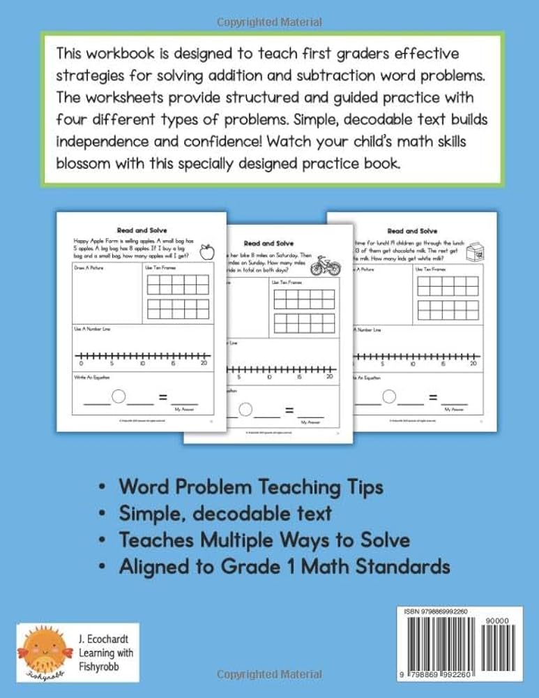 Solving Addition and Subtraction Word Problems 1st Grade 1 Math ...