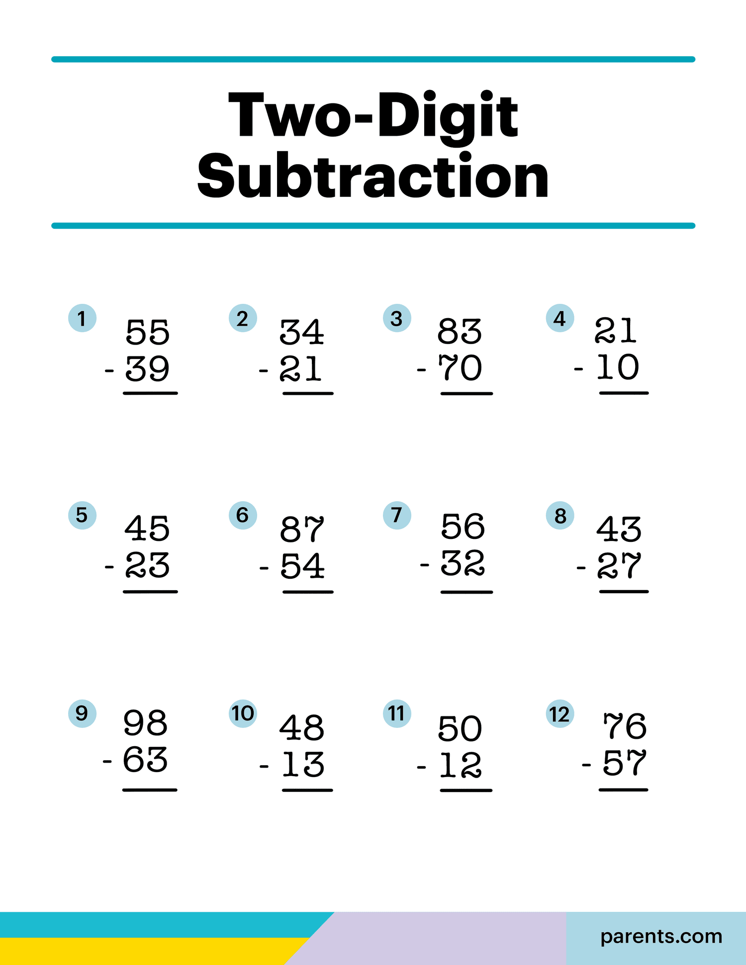 8 Subtraction Worksheets for First Through Third Graders