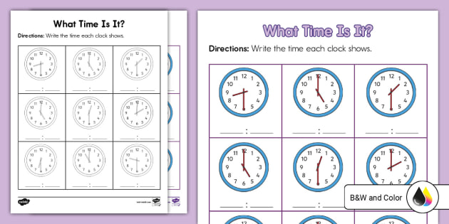 First Grade Analog Telling Time to the Hour and Half Hour