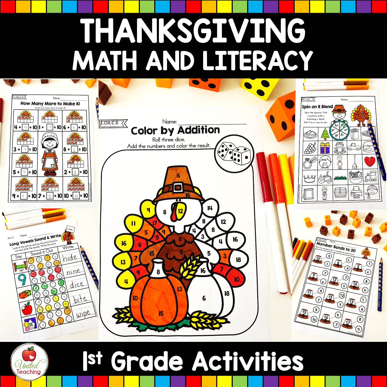 1st grade thanksgiving math worksheet