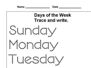 Days of the Week Trace and Write Worksheet for 1st Grade | Lesson ...