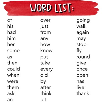 1st grade word lists