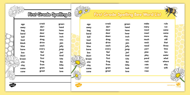 1st grade word lists