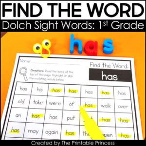 Sight Word Worksheets: Dolch 1st Grade List - The Printable Princess