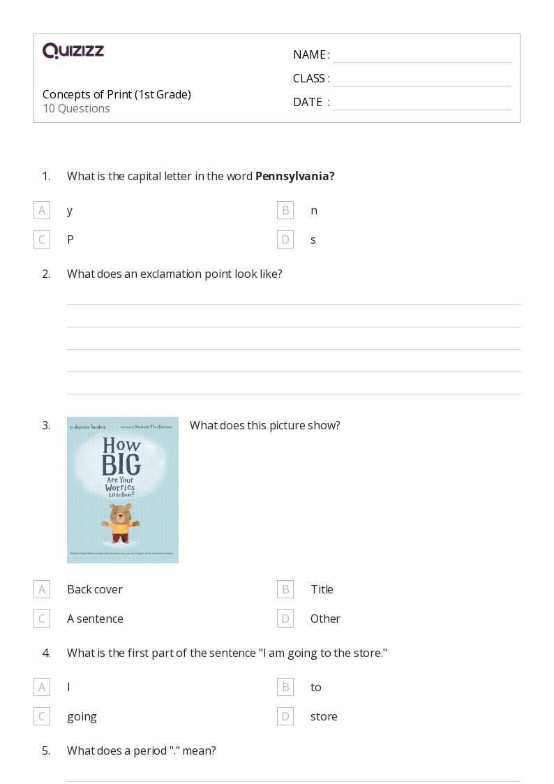 1st grade worksheet to print