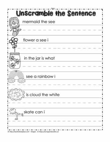 1st grade writing sentences worksheet