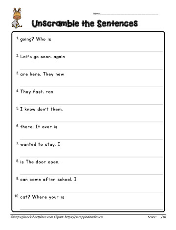 1st grade writing sentences worksheet