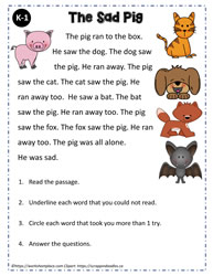 1st Grade Reading Comprehension Worksheets