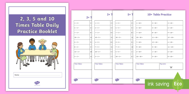 2 3 4 5 10 times tables worksheet