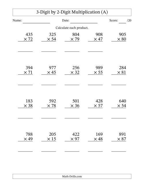 2 and 3 digit multiplication worksheet