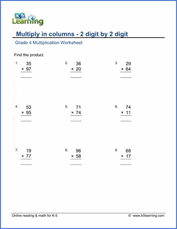 2 by 2 digit multiplication worksheet