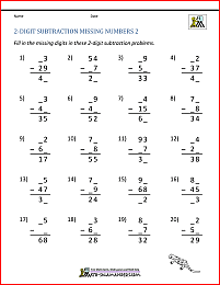 2 Digit Subtraction Worksheets