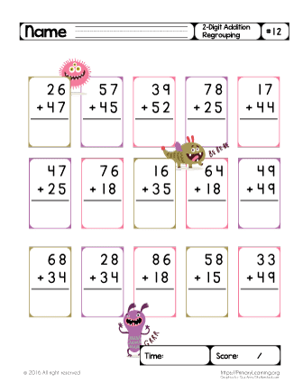 2 digit addition with regrouping worksheet