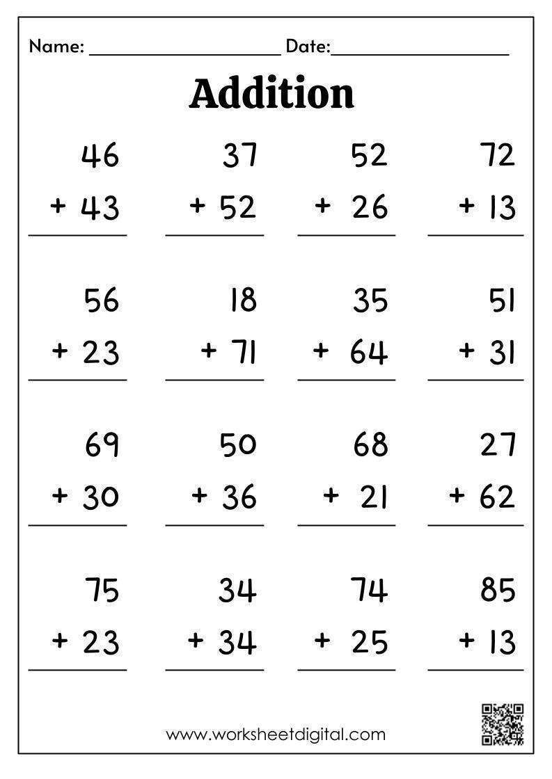 Addition 2 digit - Worksheet Digital