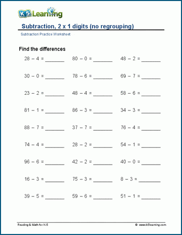 2 digit addition without regrouping horizontal worksheet