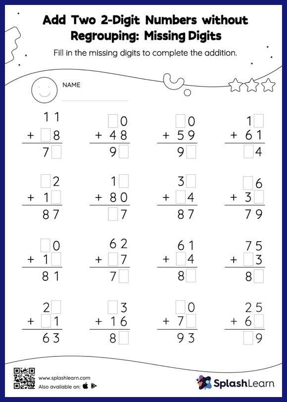 2 digit addition worksheet first grade