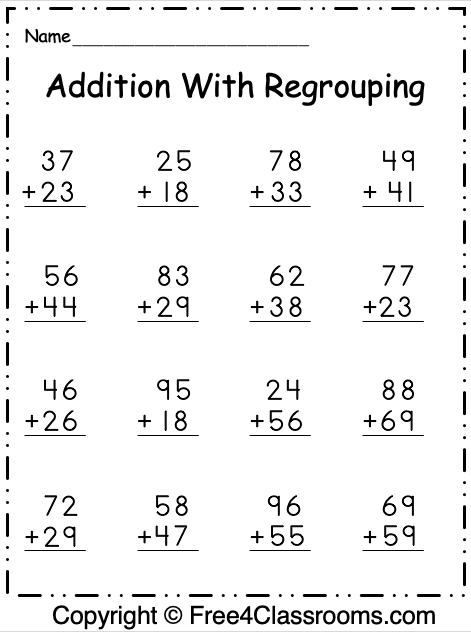 2 digit addition worksheet for grade 2