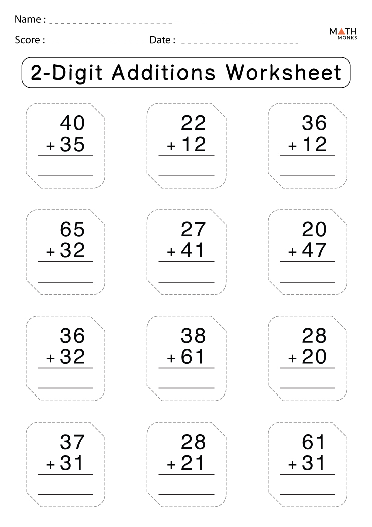 2 digit addition worksheet for grade 2