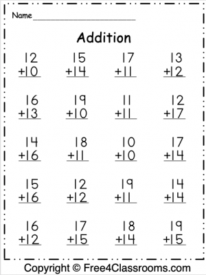 2 digit addition worksheet free