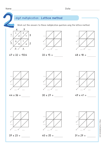 2 digit by 1 digit multiplication assessments