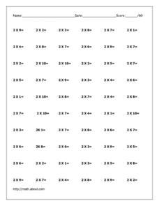2 x 1 Worksheet #2: Multiplying 2 Digits Times 1 Digit With ...