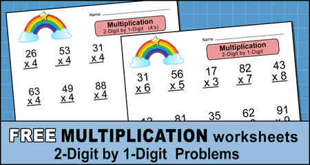2 digit by 1 digit multiplication worksheet