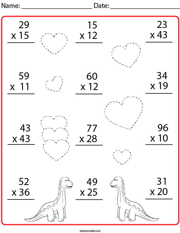 Multiplication- 2 Digit by 2 Digit Math Worksheet - Twisty Noodle