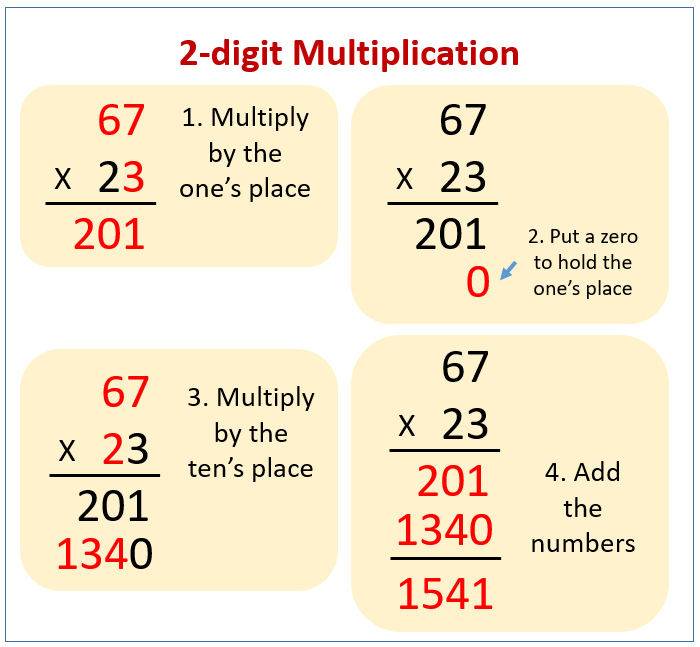 Multiply 2-digit numbers by 2-digit numbers (examples, solutions ...