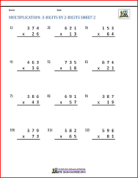 2 digit by 3 digit multiplication worksheet
