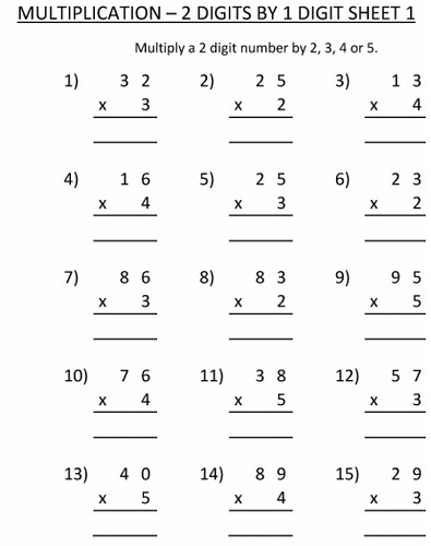 2 digit by one digit