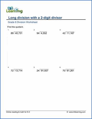 2 digit divisor division worksheet
