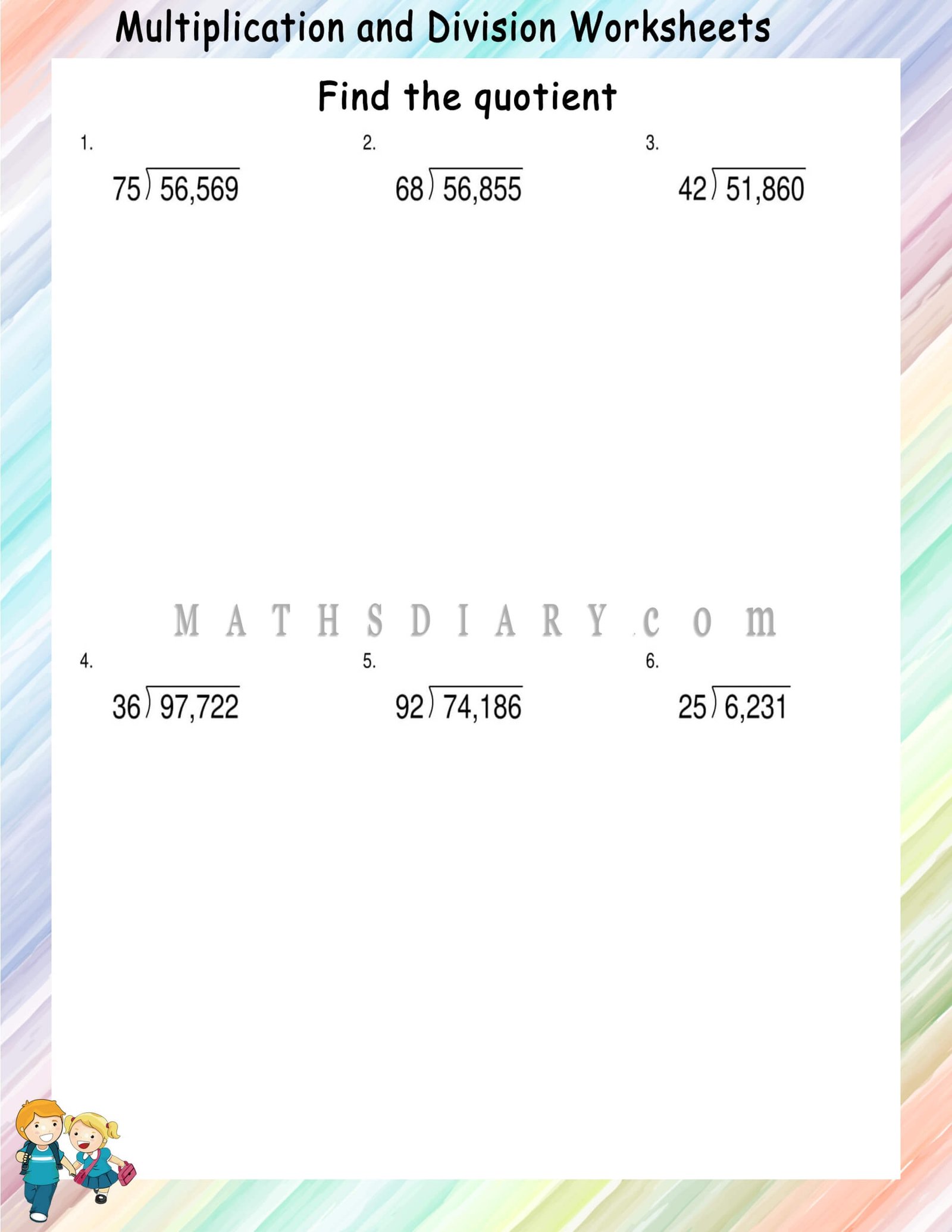 2 digit divisor division worksheet