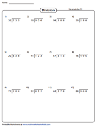 Dividing 3-digit by 2-digit Numbers Worksheets