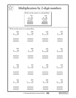 Multiplying by 2-digit numbers | 5th grade Math Worksheet ...