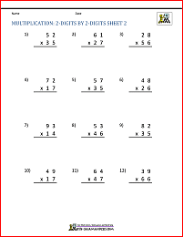 Double Digit Multiplication Worksheets 4th Grade