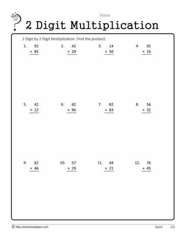 2 Digit Multiplication Worksheet Worksheets